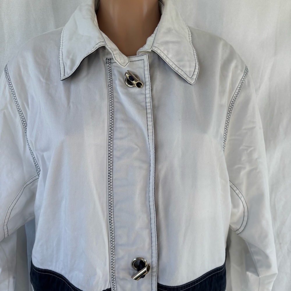 TARA VANESSA Hooded Beach Combing Rain Jacket L Paris Milan New York - Picture 4 of 14